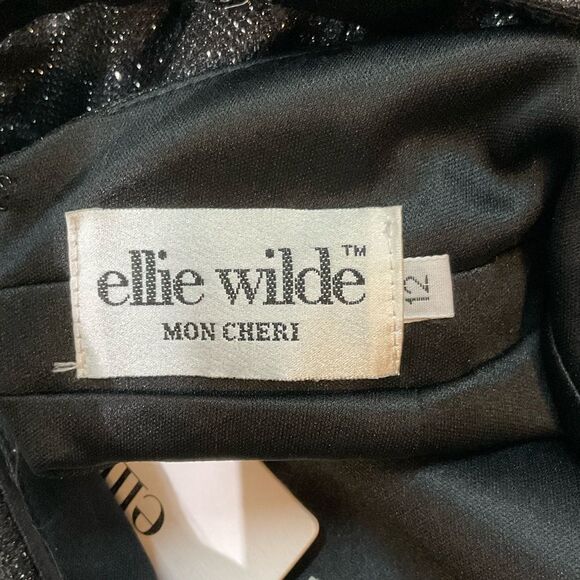 NEW Ellie Wilde Mon Cheri black glitter fit & flare maxi gown dress EW120127 12 - Picture 6 of 9